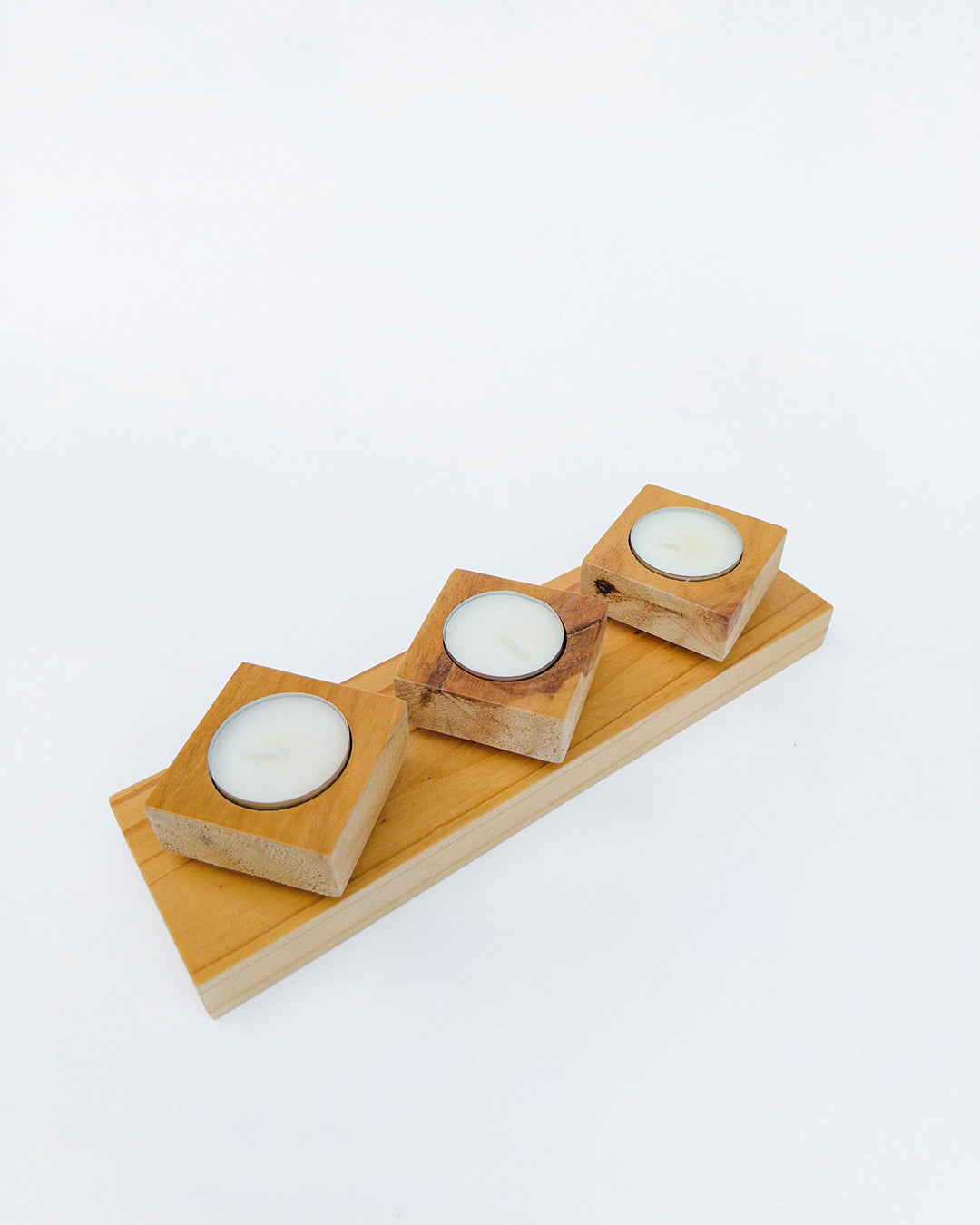 Wooden Candle Holder with Rotating Base
