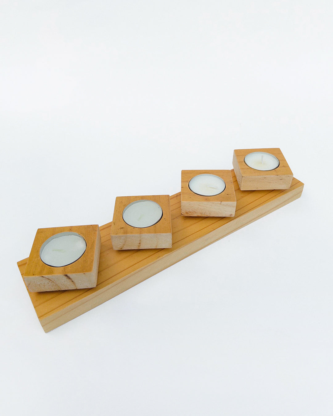 Wooden Candle Holder with Rotating Base