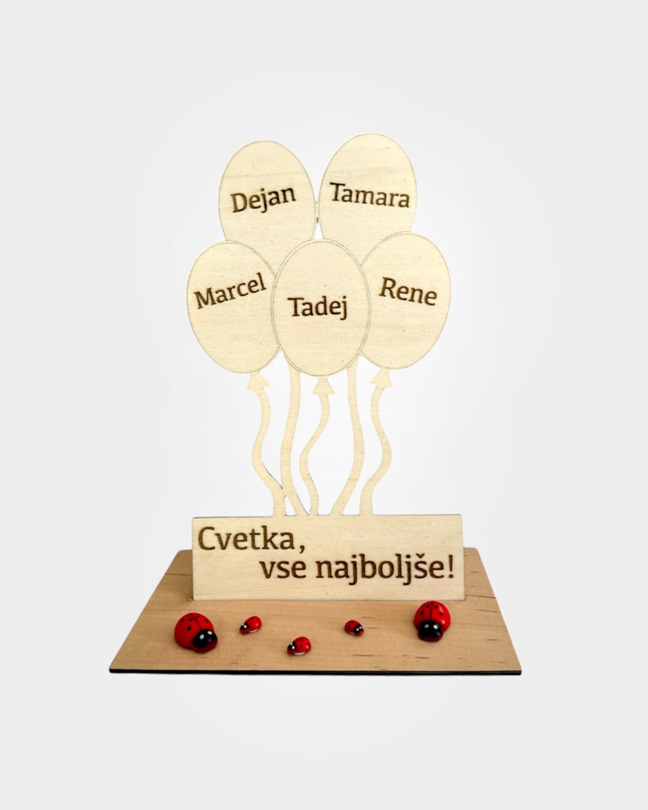 Lesena voščilnica z baloni