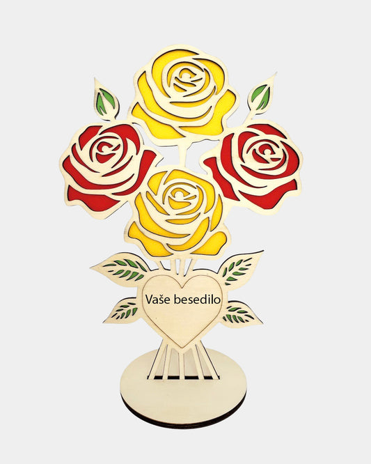 Šopek lesenih vrtnic s srčkom.