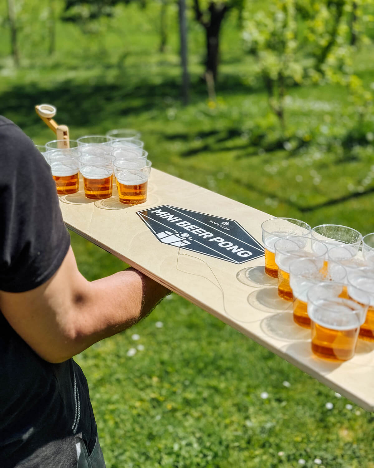 Leseni prenosni mini beer pong komplet