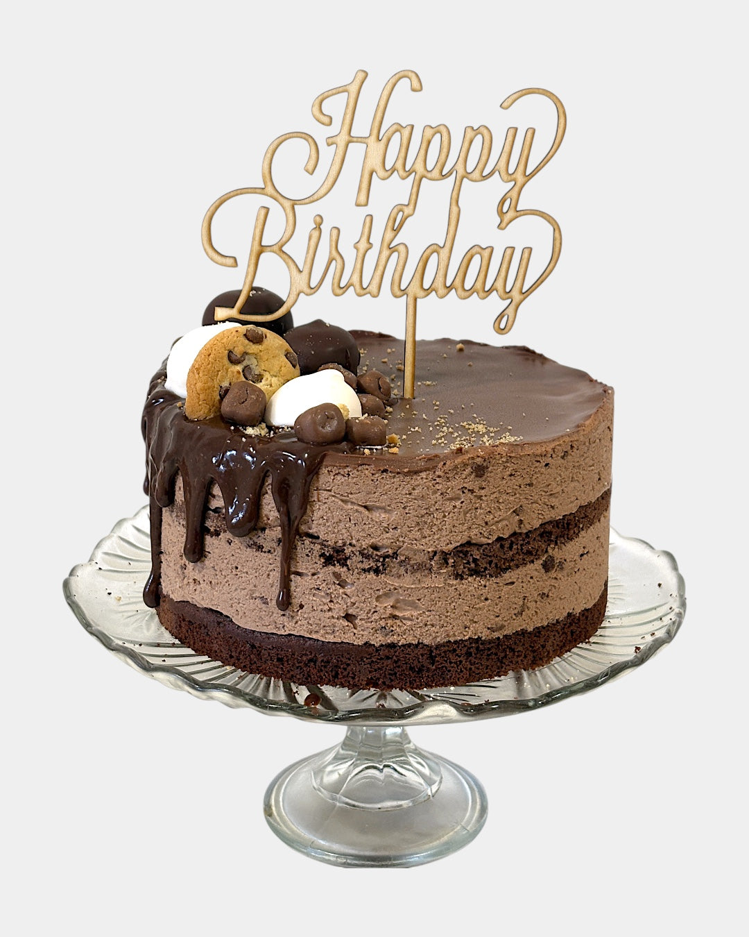 Topper za torto za rojstni dan, lesen napis za torto Happy Birthday.