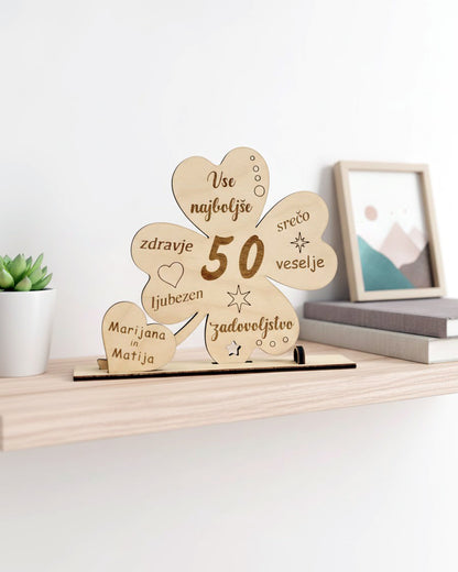 Lesena voščilnica Deteljica