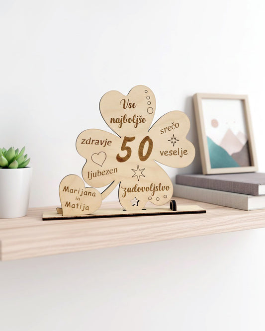 Lesena voščilnica Deteljica