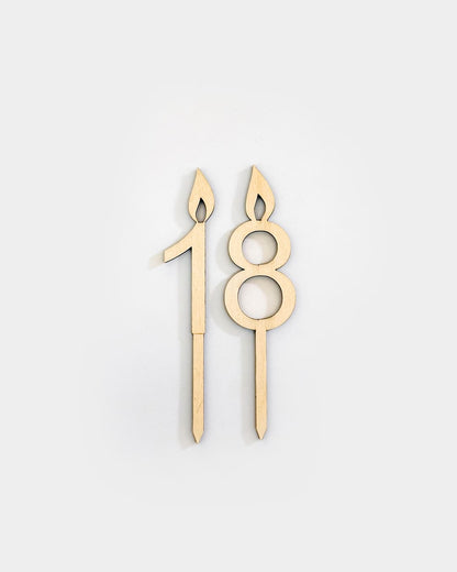 Wooden Cake Numbers with Flame