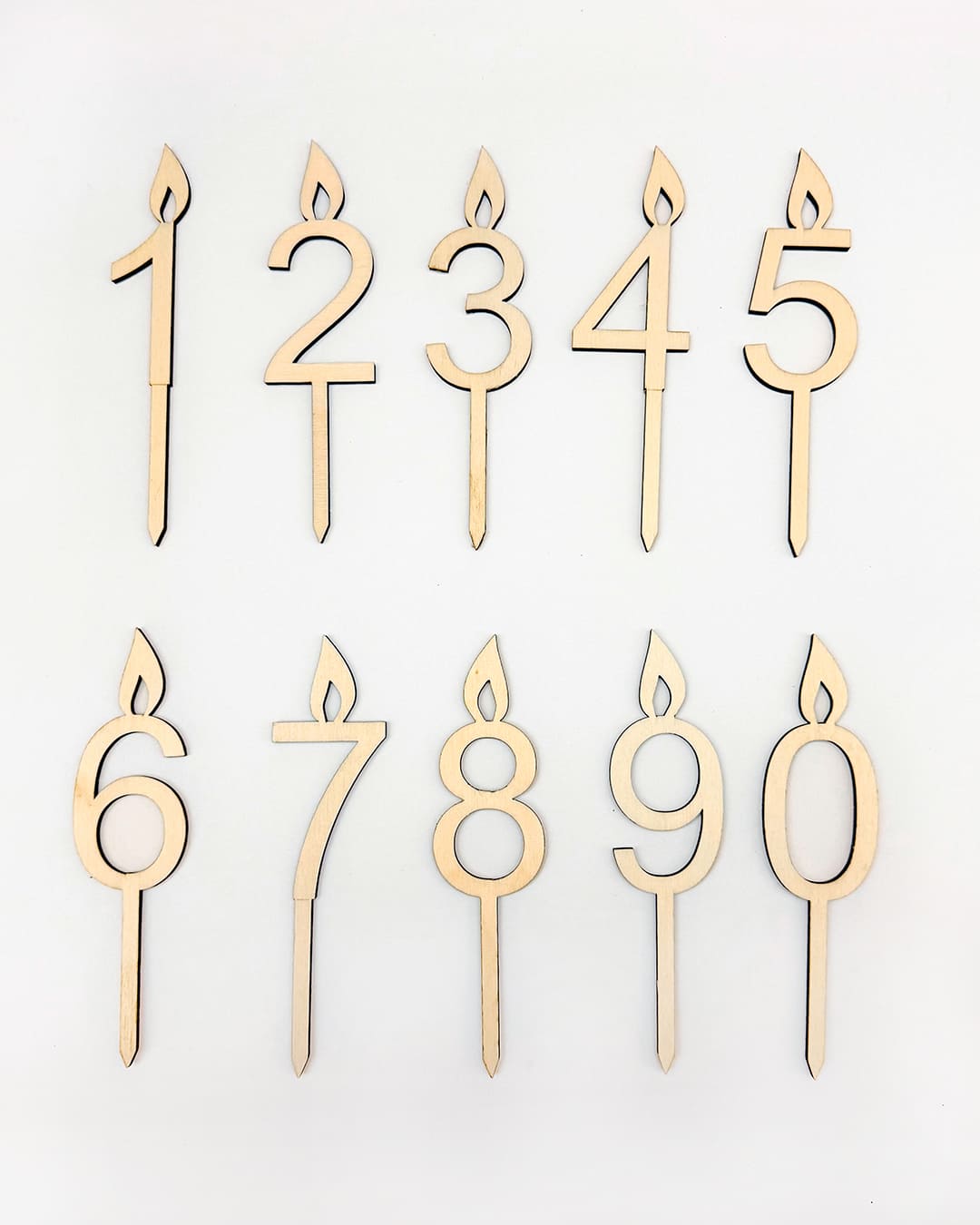 Wooden Cake Numbers with Flame