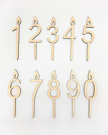 Wooden Cake Numbers with Flame