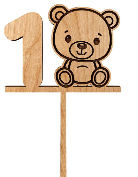 Lesen topper s številko 1 in medvedkom ob strani.